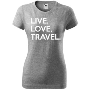 Damska koszulka taliowana Turystyczna - Live Love travel