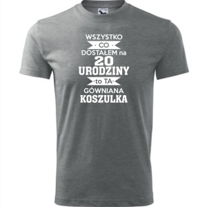 Męska koszulka - wszystko co dostałem na 20 urodziny to ta gówniana koszulka