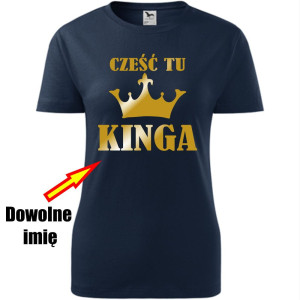 Damska koszulka - Cześć tu + dowolne imię