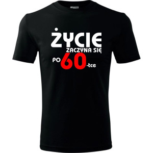 Męska koszulka - życie zaczyna się po 60