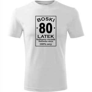 Męska koszulka - boski 80 latek - na prezent urodziny