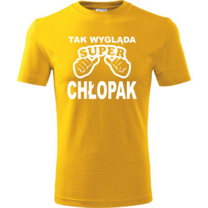 Męska koszulka - Tak wygląda super chłopak | prezent dla niego na dzień chłopaka, urodziny, święta, Mikołaj