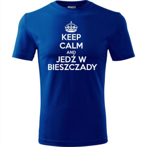 Męska koszulka Turystyczna - Keel calm and jedź w Bieszczady
