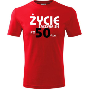 Męska koszulka - życie zaczyna się po 50, t-shirt na prezent