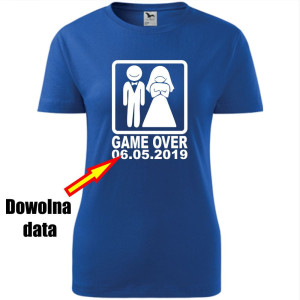 Damska koszulka taliowana - Game over + dowolna data