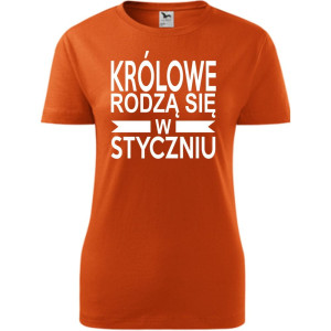 Damska koszulka taliowana - Królowe rodzą się w styczniu 01