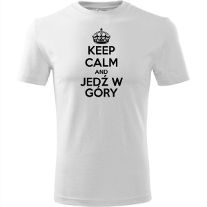 Męska koszulka Turystyczna - Keel calm and jedź w góry