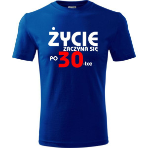 Męska koszulka - życie zaczyna się po 30 na prezent urodzinowy