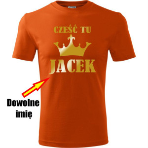 Męska koszulka - Cześć tu + dowolne imię