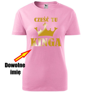 Damska koszulka - Cześć tu + dowolne imię