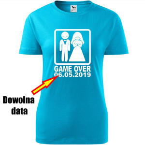 Damska koszulka taliowana - Game over + dowolna data