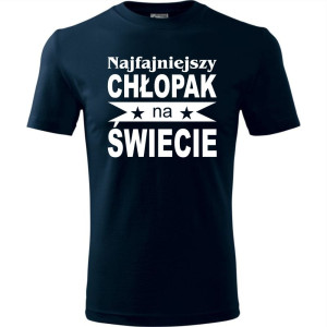 Męska koszulka - Najfajniejszy chłopak na świecie | Prezent na dzień chłopaka, urodziny, święta, Mikołaja, promocja, cena
