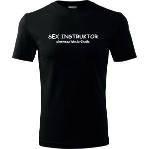 Męska koszulka - Sex instruktor pierwsze lekcja gratis