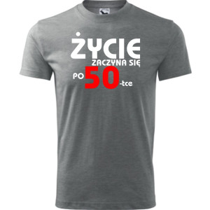 Męska koszulka - życie zaczyna się po 50, t-shirt na prezent