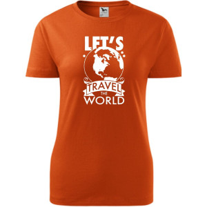 Damska koszulka taliowana Turystyczna - Let`s travel the world