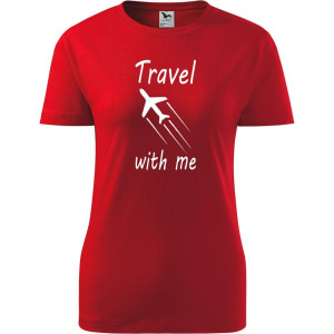 Damska koszulka taliowana Turystyczna - Travel with me
