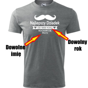Męska koszulka - Najlepszy dziadek na świecie + dowolne imię + rok