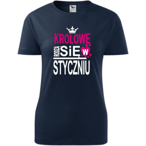 Damska koszulka taliowana - Królowe rodzą się w styczniu 03