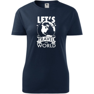 Damska koszulka taliowana Turystyczna - Let`s travel the world