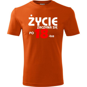 Męska koszulka - życie zaczyna się po 18