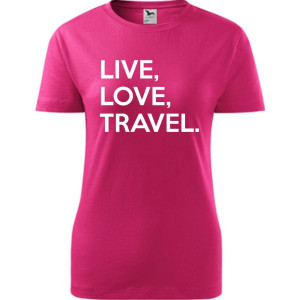 Damska koszulka taliowana Turystyczna - Live Love travel
