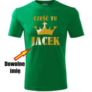 Męska koszulka - Cześć tu + dowolne imię