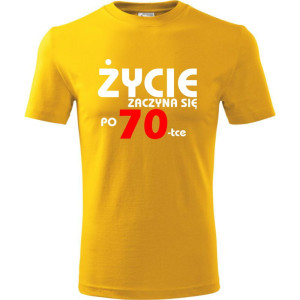 Męska koszulka - życie zaczyna się po 70