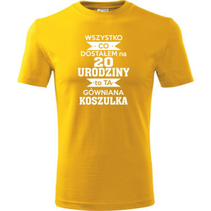 Męska koszulka - wszystko co dostałem na 20 urodziny to ta gówniana koszulka