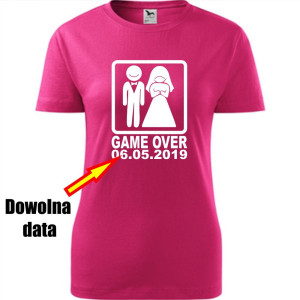 Damska koszulka taliowana - Game over + dowolna data