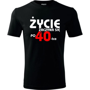 Męska koszulka - Życie zaczyna się po 40