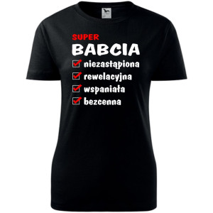 Damska koszulka - Zalety babci na prezent dla niej