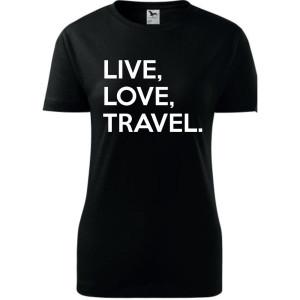 Damska koszulka taliowana Turystyczna - Live Love travel