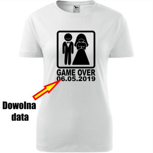 Damska koszulka taliowana - Game over + dowolna data