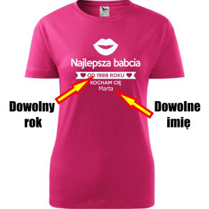 Damska koszulka taliowana - Najlepsza babcia na świecie + dowolne imię + rok