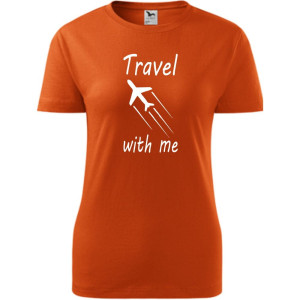 Damska koszulka taliowana Turystyczna - Travel with me