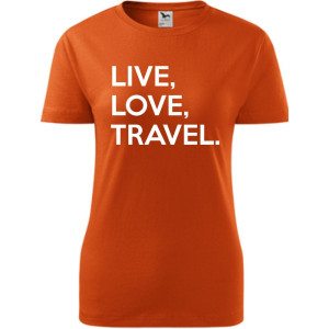 Damska koszulka taliowana Turystyczna - Live Love travel