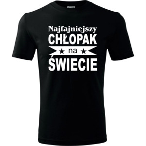 Męska koszulka - Najfajniejszy chłopak na świecie | Prezent na dzień chłopaka, urodziny, święta, Mikołaja, promocja, cena