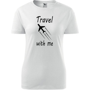 Damska koszulka taliowana Turystyczna - Travel with me