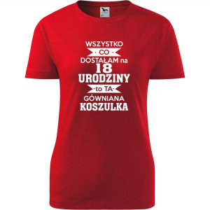 Damska koszulka - wszystko co dostałam na 18 urodziny to ta gówniana koszulka