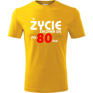Męska koszulka - życie zaczyna się po 80