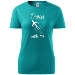 Damska koszulka taliowana Turystyczna - Travel with me