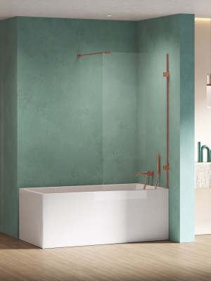 New Trendy Eventa Copper Shine parawan nawannowy wspornik prostopadły 70x150 cm szkło przejrzyste, profil miedź połysk EXK-5695-WP