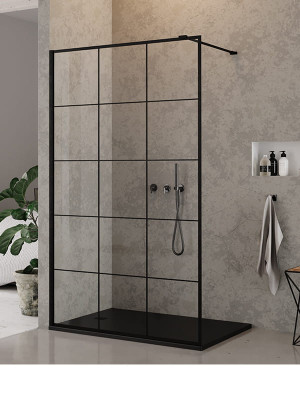 New Trendy New Modus Black Ścianka prysznicowa 100cm, szkło czyste, profil czarny mat, krata czarny mat, powłoka Active Shield, EXK-0103 (EXK-5548)