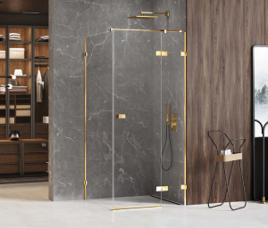 New Trendy Avexa Gold Shine kabina prostokątna, 6mm, wersja prawa, 80x70 cm, złoty połysk EXK-1645