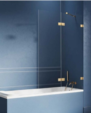 New Trendy Avexa Gold Brushed parawan nawannowy dwuelementowy wersja prawa 140x150, profil złoty szczotkowany powłoka Active Shield EXK-2019