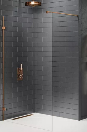 New Trendy Avexa Copper Brushed kabina prysznicowa walk-in 50x200 cm, szkło czyste 6mm, profil miedź (copper brushed), Active Shield, EXK-3750 (EXK-71