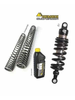 Zestaw obniżający wysokość motocykla: Amortyzator E1 + progresywne sprężyny widelca przedniego zawieszenia Touratech BMW G 310 GS (17-23) [-50 mm]