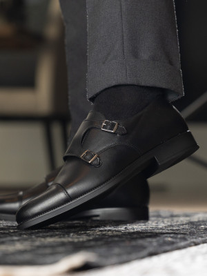 Gregers - Monkstrap Black Sort storrelse 44 male