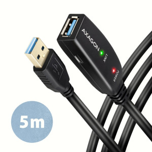Axagon ADR-305 USB 3.2 Gen 1 A-M -> A-F active extension/repeater cable 5m - Kabel - Digital/Daten kabel USB USB 3.2 Gen 1 (3.1 Gen 1) USB A Czarny