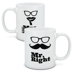 Kubki dla par, zestaw Mr & Mrs Right 2